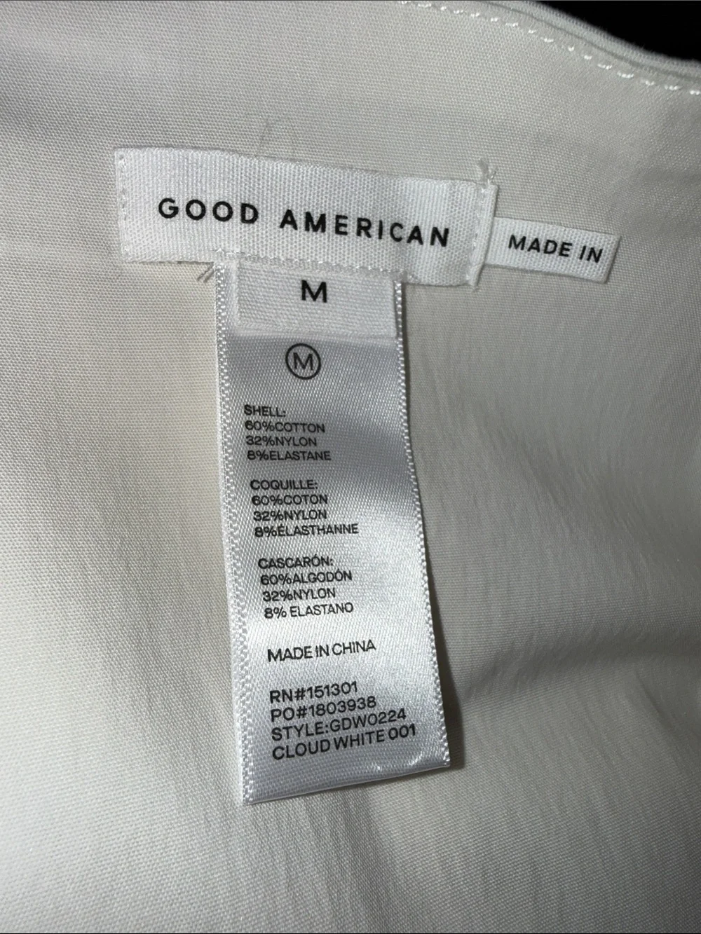 Good American Cream Poplin Stretch Faux Wrap Skirt - Sz Medium, NWT